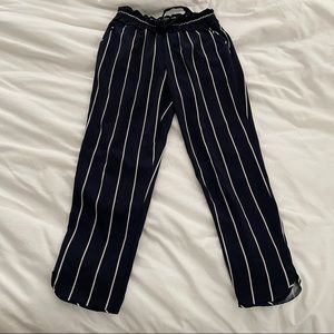 Navy striped ankle pants